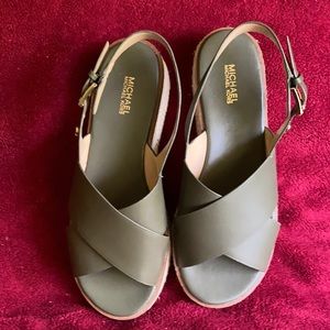 MK green sandals